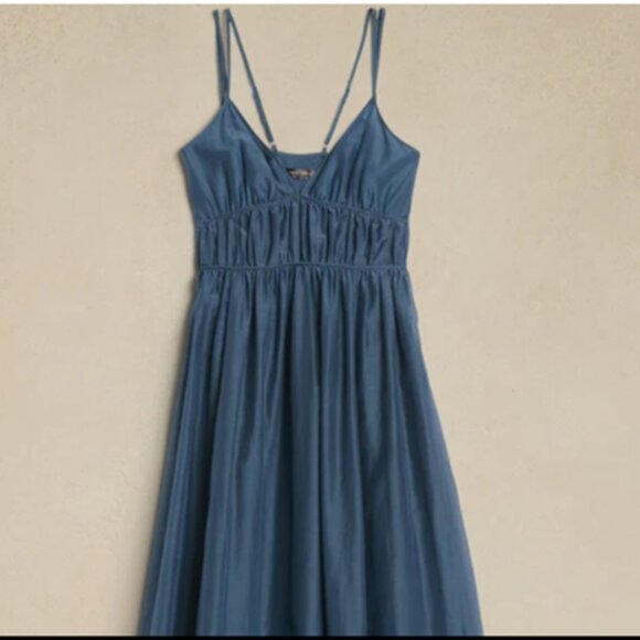 Banana Republic Rosalia indigo cotton silk maxi dress Sz 6 - Picture 3 of 11
